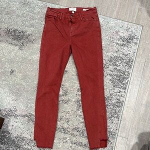 FRAME Le High Skinny Jeans Size 29 Burnt Henna Gusset Frayed Step Hem Pants